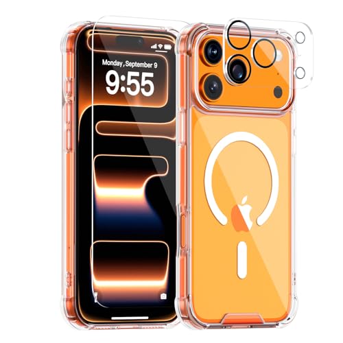 for iPhone 17 Pro Max Case with 4-Corner Shockproof Protection,Compatible with MagSafe,Clear Magnetic Case with Screen Protector & Camera Lens Protector, Military-Grade,Anti-Yellowing - color: A7-Clear Airbag, size: iPhone 17 pro Max (6.9")