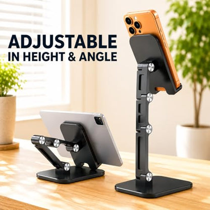 Phone Stand,(3 Cable Organizers for Desk),Set, Adjustable Phone Stand, Tablet Holder, Height & Angle Adjustable, Anti-Slip Base for Smartphones, Compatible with iPhone 17/16/15/14/13 & Android