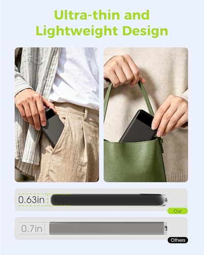 CHARCO Portable Charger Power Bank with Built in Cable 10000mAh - color: Black