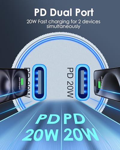 iPhone 18 Pro/18 Pro Max/Duo Car Charger, 40W Dual Port USB C Car Charger
