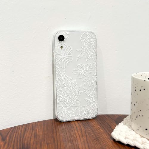 NITITOP Compatible for iPhone 17 Case Cute Clear Floral Flower - White | for Girls Women , Girly , Aesthetic , Soft TPU , Full Camera Lens , Protective , Shockproof Phone Cover - color: White