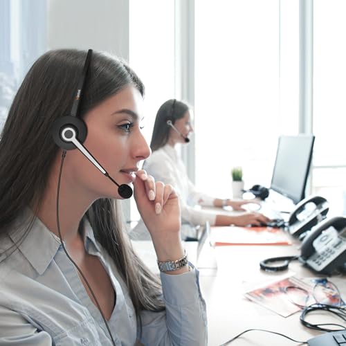 Wantek Cisco Phone Headset for Landline Office Phone,Noise Canceling Microphone and Mute Switch,Telephone Headset Compatible with Cisco IP-7940 7942 7945 7960 7962 7965 7811 7821 8811 8841 8845 8851 - color: Gray