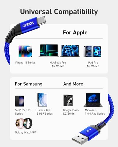 USB A to USB C Cables Fast Charging [2 Pack 3FT], USB to USB C Cable for - color: Blue, size: 3FT, style: USB A to USB C