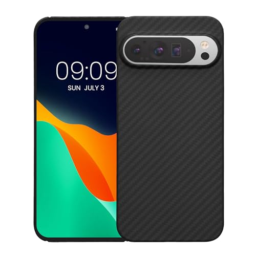 kalibri Aramid Fiber Case Compatible with Google Pixel 9 Pro XL - Case Super Slim Strong Protective Phone Cover - Black Matte - size: Pixel 9 Pro XL