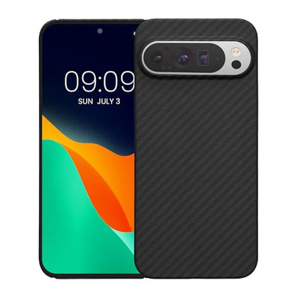 kalibri Aramid Fiber Case Compatible with Google Pixel 9 Pro XL - Case Super Slim Strong Protective Phone Cover - Black Matte - size: Pixel 9 Pro XL