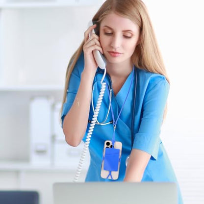 2Pcs Cell Phone Lanyard Crossbody Adjustable Neck Phone Holder with Card Pocket, Universal Silicone Neck Strap - color: Dark Blue
