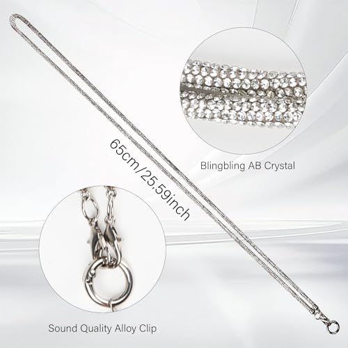 LUVI Rhinestone Phone Lanyard Bling Chain Crossbody Strap for Woman - color: Silver