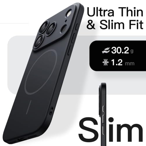 JETech Magnetic Slim Case for iPhone 17 Pro Max, Black - color: Black, size: iPhone 17 Pro Max