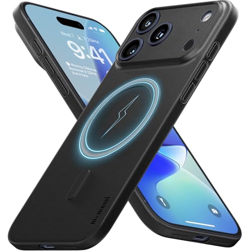 memumi Ultra Thin with Magnetic Case for iPhone 17 Pro Max, Super Lightweight 0.3mm Matte with Camera Full Protection for iPhone 17 Pro Max Magnetic Case Compatible with Mag Safe in Minimalist Black - color: Black
