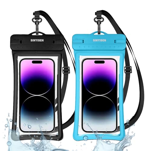 Waterproof Phone Pouch Case with Lanyard,IPX8 Floating Phone Dry Bag,Cell Phone Waterproof Pouch for iPhone 15 Pro Max 14 13 12 Galaxy S24 Ultra S23 S22, 7.0 2pcs (Black+Blue) - color: Black+Blue