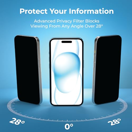 BLACK+DECKER 2 Pack Privacy Screen Protector - iPhone 15 Pro Max, Anti-Spy - size: Privacy_iPhone 15 Pro Max