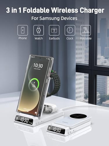 Magnetic Wireless Charger for Samsung, Nightstand Travel Android Charger - color: White