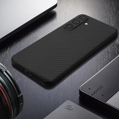 kalibri Aramid Fiber Case Compatible with Samsung Galaxy S24 Plus - Case Super Slim Strong Protective Phone Cover - Black Matte - size: Galaxy S24 Plus