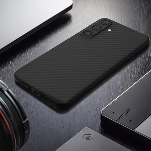 kalibri Aramid Fiber Case Compatible with Samsung Galaxy S24 - Case Super Slim Strong Protective Phone Cover - Black Matte - size: Galaxy S24