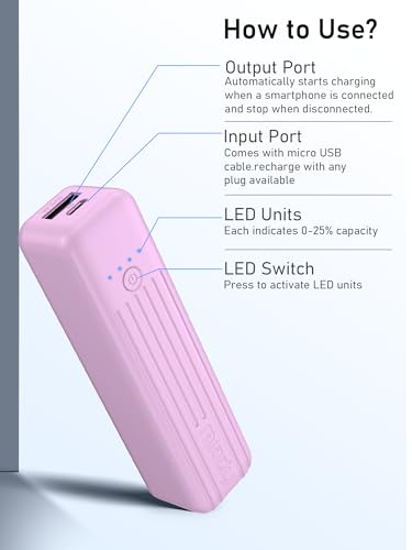 Miady 2-Pack Small Portable Charger 5000mAh Power Bank Travel Battery Pack - color: Green+Purple