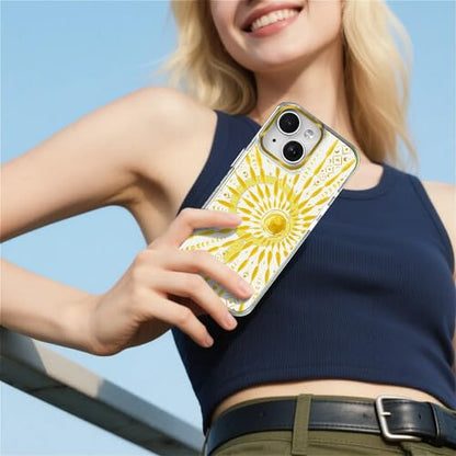 VisEnt Clear Case for iPhone 14, Magnetic Phone Case, Transparent Slim Cover, Military Grade Protection, Shockproof, Anti-Yellowing, Scratch Resistant, Folk Gold Sun - color: Folk Gold Sun, size: Iphone 14