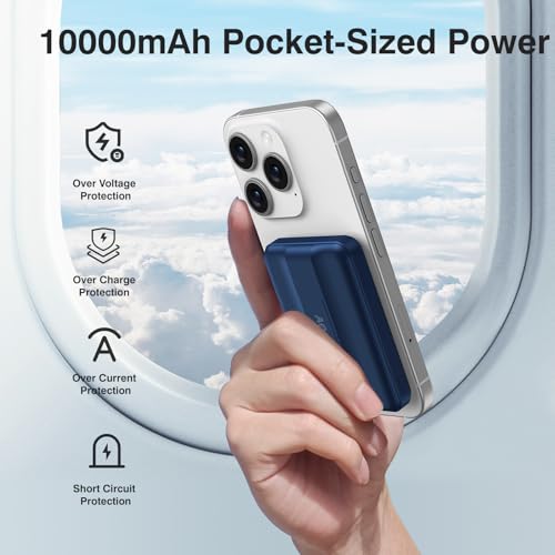 AOGUERBE for MagSafe Portable Charger, 10000mAh Magnetic Charger for iPhone - color: Royal Blue