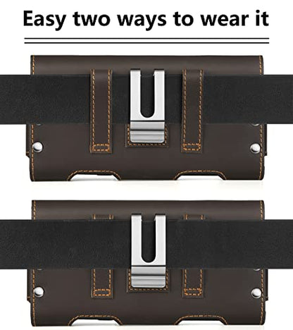 Gcepls Leather Phone Holster for iPhone SE, iPhone 8, 7, 6s,Premium Cowhide Leather Phone Belt Holder Pouch with Belt Clip, Magnetic Closure Cell Phone Holster Case (Fits Otterbox Commuter Case on) - color: Dark Brown, size: Small (5.6x2.95x0.6”)