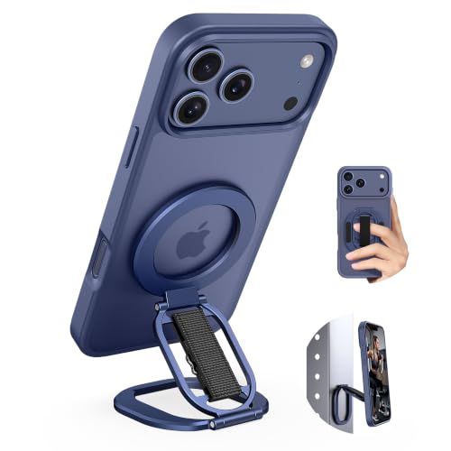 Foldable Double Sided Ring Magnetic Phone Grip & Kickstand (Blue) - color: Blue