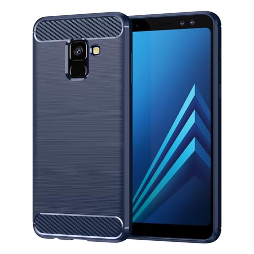 Case for Samsung A8 2018 Galaxy A8 2018 Carbon Fiber Phone Case Soft TPU Anti-Slip Durable Lightweight Protective Phone Cover for Samsung Galaxy A8 2018,Blue - color: Blue Striped, size: For Samsung Galaxy A8 2018