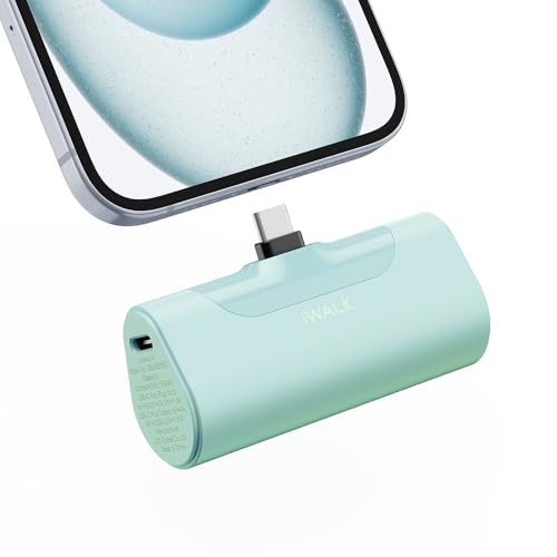 iWALK Portable Charger for iPhone 18/17/16/15 USB-C Small Power Bank 20W 4,500mAh Fast Charging Battery Pack Compatible with iPhone 15/16/17 Plus/18 Pro Max, Samsung Galaxy S25/S24/S23 Android - color: Mint-Green