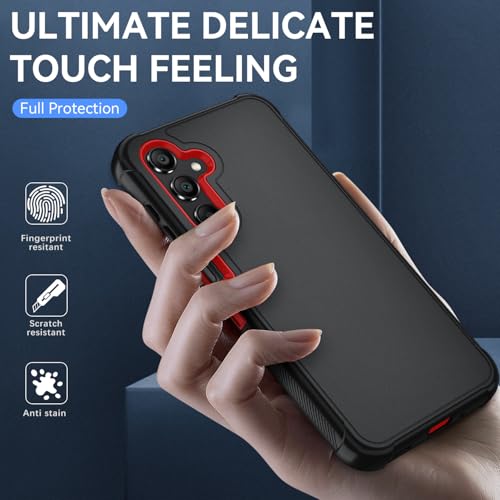 for Samsung Galaxy A16 5G Case : 3-Layer Shockproof Phone Cover with HD Screen Protector,Hybrid Protective Military-Grade Drop Protection for Galaxy A16 5G Phone Case (Black/Red) - color: Black/Red