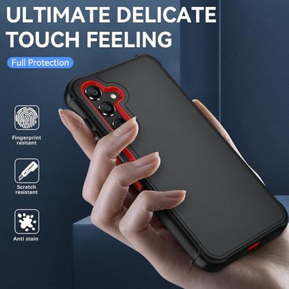 for Samsung Galaxy A16 5G Case : 3-Layer Shockproof Phone Cover with HD Screen Protector,Hybrid Protective Military-Grade Drop Protection for Galaxy A16 5G Phone Case (Black/Red) - color: Black/Red