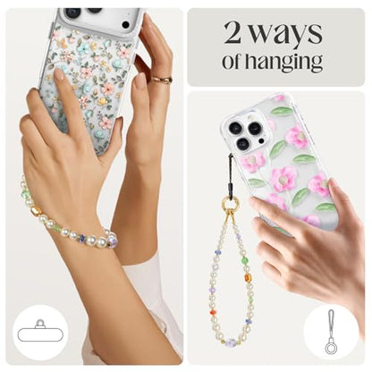 pcgaga Pearl Beaded Phone Charm, Phone Wrist Strap, Handmade Bracelet Straps, Anti-Lost Lanyard Wrist Chain for Airpods Women Girls Gift - color: Crystal Love