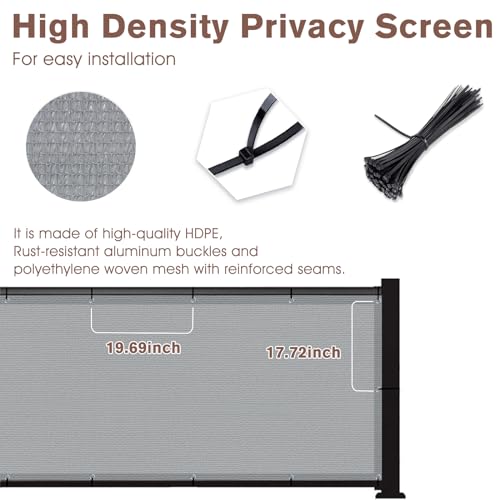 SUNNY GUARD 3' x 16' Balcony Privacy Screen, HDPE Patio Railing Cover Fence - color: Light Gray, size: 0 3' x 1 6'