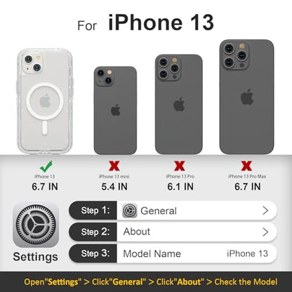 Follaroma Magnetic for iPhone 13 Case, Heavy Duty Phone Cases, Clear, 6.1" | Compatible with MagSafe, Heavy Duty Shock proof Protection, Military-Grade Anti-Drop, Dual Layer Transparent Protective Cover - color: Clear, size: iPhone 13 6.1''
