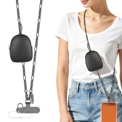 Phone Strap With Wallet,Adjustable Phone Lanyard Crossbody,Black - color: Black