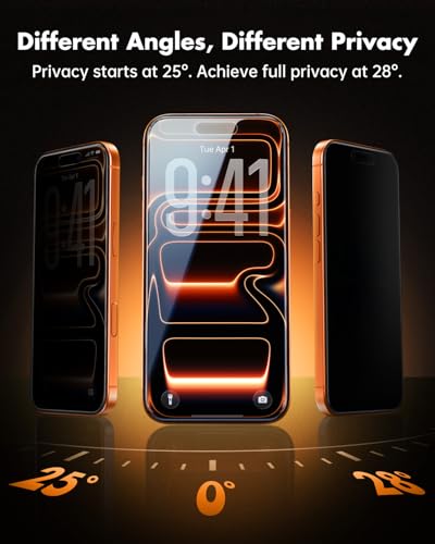 UNBREAKcable for iPhone 17 Pro Max Privacy Screen Protector QuickSet Box, 25° Anti-Spy Tempered Glass, 9H+ Hardness, Case-Friendly, Bubble-Free, Anti-Fingerprint, for Apple ProMax - 2 Pack 6.9" - size: iPhone 17 Pro Max