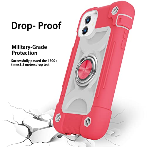 MARKILL Compatible with iPhone 11 Case 6.1 Inch with 360°Rotate Ring Stand, Military Grade Drop Protection Full Body Rugged Heavy Duty Case 3 in 1 Protective Cover Hot Pink - color: Hot Pink, size: iPhone 11 6.1"