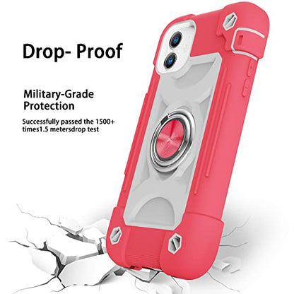 MARKILL Compatible with iPhone 11 Case 6.1 Inch with 360°Rotate Ring Stand, Military Grade Drop Protection Full Body Rugged Heavy Duty Case 3 in 1 Protective Cover Hot Pink - color: Hot Pink, size: iPhone 11 6.1"