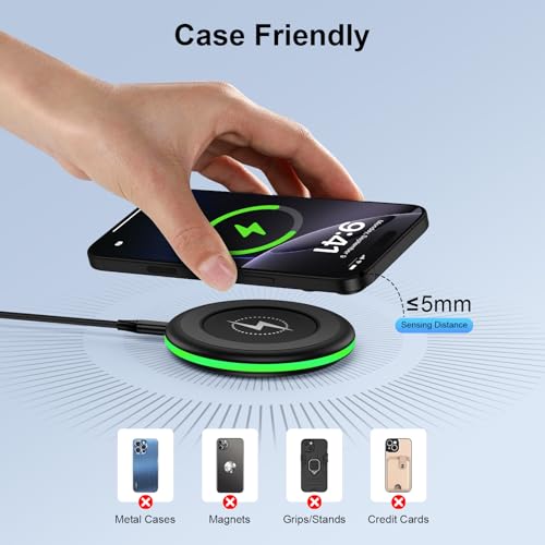 for Galaxy S25 Ultra Wireless Charger Pad for Samsung Galaxy S25 Edge S25 Plus S24FE S24 Ultra S23 S22,15W Fast Charging Station for iPhone 17 Air 16e 16 15 Pro Max 15 Plus,Google Pixel 10 9a 9 Pro XL