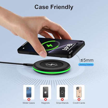 for Galaxy S25 Ultra Wireless Charger Pad for Samsung Galaxy S25 Edge S25 Plus S24FE S24 Ultra S23 S22,15W Fast Charging Station for iPhone 17 Air 16e 16 15 Pro Max 15 Plus,Google Pixel 10 9a 9 Pro XL