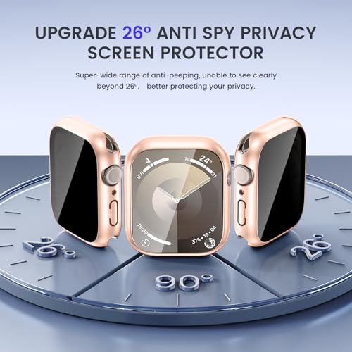 Goton Privacy Waterproof Case for Apple Watch 41mm Series 9/8/7 - color: Rose Gold, size: 41mm