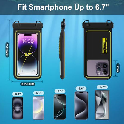 IP68 Waterproof Phone Pouch Floating, Up to 6.7",Black - color: Black, size: Up to 6.8"