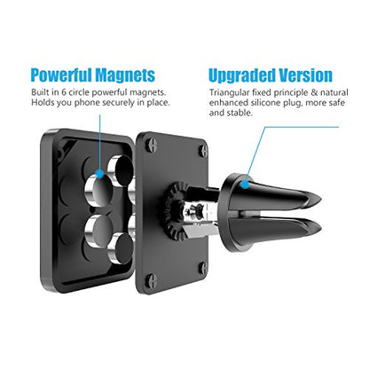 Universal Air Vent Magnetic Phone Car Mount Holder for Cell Phones with Fast Swift-Snap Technology, Magnetic Cell Phone Mount [New Stronger Square Design]