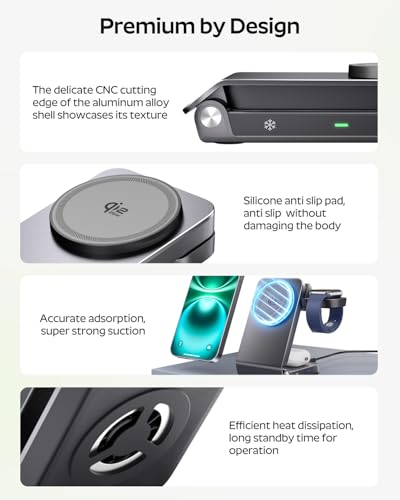 3-in-1 Foldable Wireless Charging Station, 25W Fast Charge + 45W Adapter