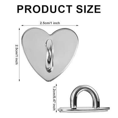 8pcs Heart Phone Charm Holder, 1inch Cell Phone Charm Hook - color: silver, size: 2.5cm