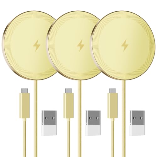 15W Magnetic Fast Charging Pad, Wireless Charger for Apple MagSafe - color: Lemon Yellow*3