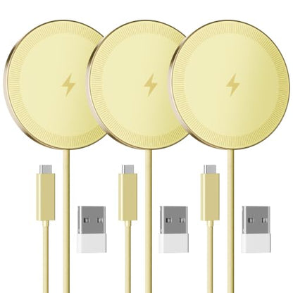15W Magnetic Fast Charging Pad, Wireless Charger for Apple MagSafe - color: Lemon Yellow*3