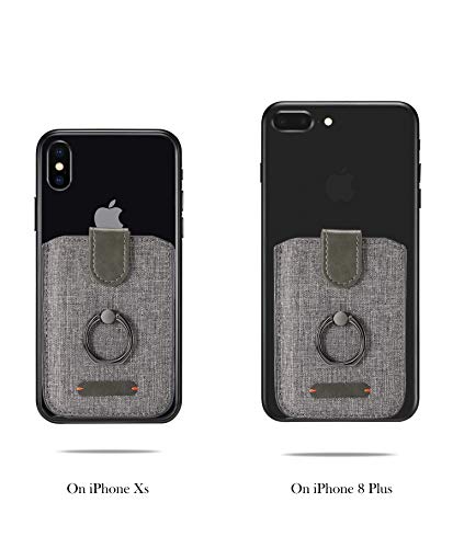 Card Holder for Back of Phone, RFID 5 Pull Phone Wallet, Gray - color: Gray