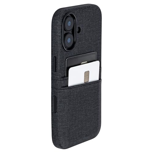 Dockem Card Case for iPhone 17 with Magnetic Mounting Plate, Camera Control Button, Wallet with 2 Holder Slots: M2 Luxe Canvas-Style Synthetic Leather (Charcoal Black) - color: Charcoal black, size: 17