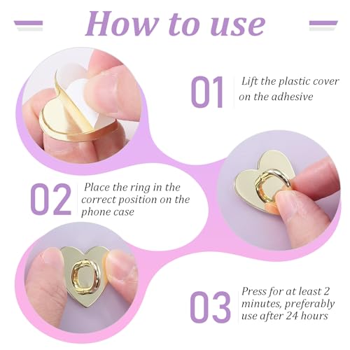 12Pcs Cell Phone Ring Holder,Heart Shaped Phone Finger Ring,4 Color