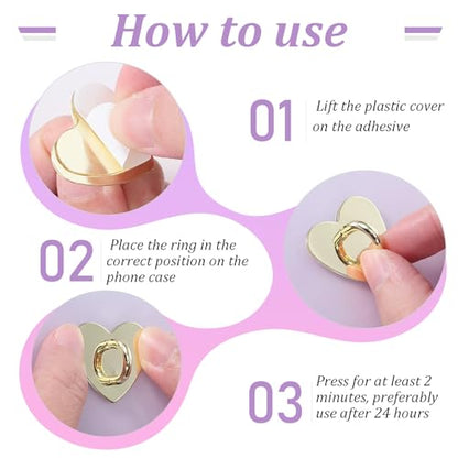 12Pcs Cell Phone Ring Holder,Heart Shaped Phone Finger Ring,4 Color