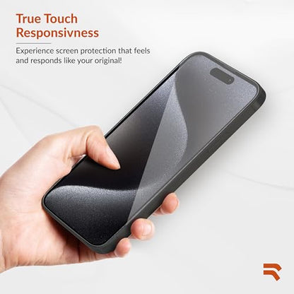 rooCASE Glass Screen Protector Compatible for Apple iPhone 15 Pro, (6.1 Inch), Case Friendly Tempered Glass Front Cover Protection with Alignment Frame, Pack of 3