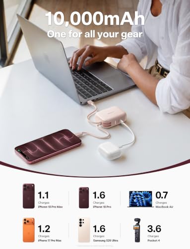 TORRAS Mini Power Bank for iPhone 18 Pro Max, 45W 10000mAh Portable Charger - color: ROSE GOLD