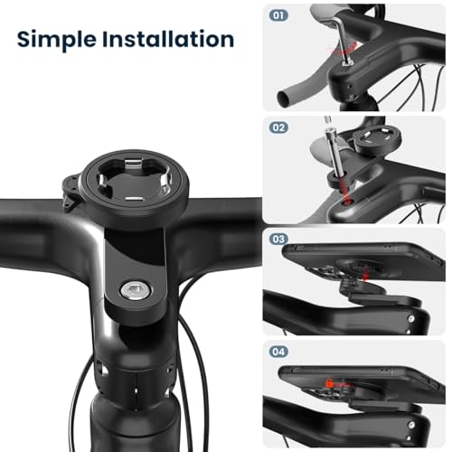 Bike Phone Mount Holder, Aluminum Bicycle Stem Clamp for MTB Road Cycling - style: Quad-Clip Stem Cap Mount